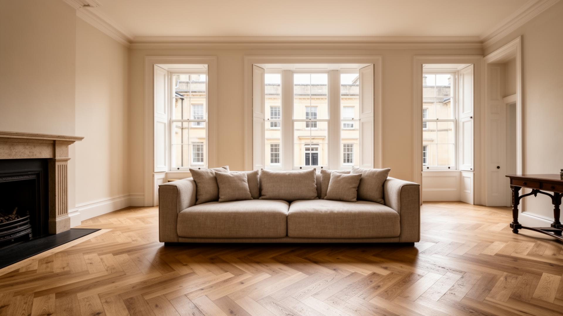 Restored Georgian living room interior in Bath